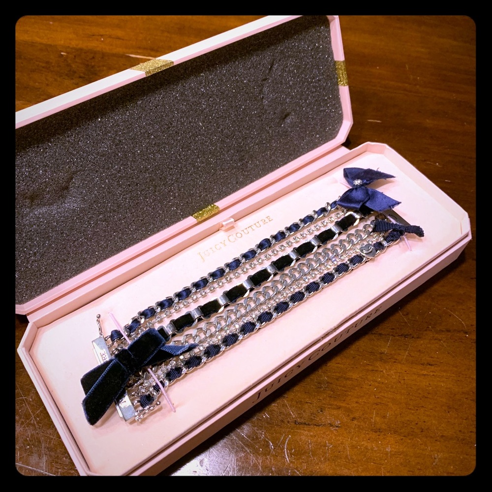 Juicy Couture Velvet Silver Diamond Bracelet